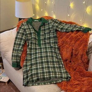 Elegant Green Plaid Midi Dress